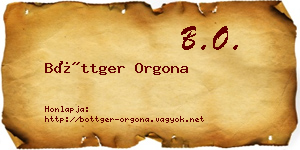 Böttger Orgona névjegykártya